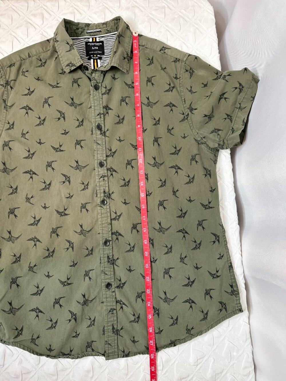 Denim & Flowers Lot of 2 Casual Button Down Shirts, SZ Large Preppy Dotted Birds - Picture 4 of 11